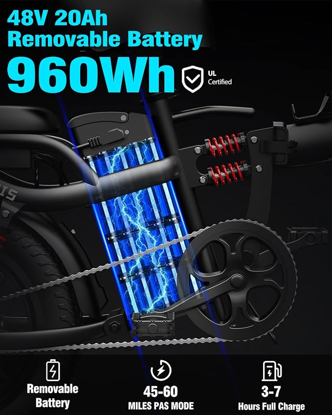 Bicicleta eléctrica plegable urbana para adultos, rueda 16" miniatura 3