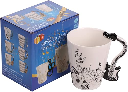 Miniatura 5 de Taza de guitarra de 12.9 onzas, nota musical, té, café, leche, guitarra de cerámica, taza de música, regalos para guitarristas, músicos, regalo para