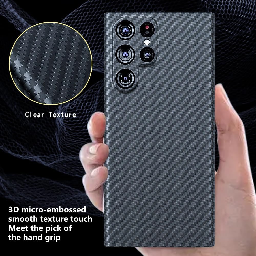 RIZZ Compatible Real Carbon Fiber Case for Samsung Galaxy S23 Ultra 5g 【Aviation Grade Aramid Fiber Material】Light and Thin Slim Cover for Men Phone Cases Compatible Wireless Charging (For S23 Ultra)