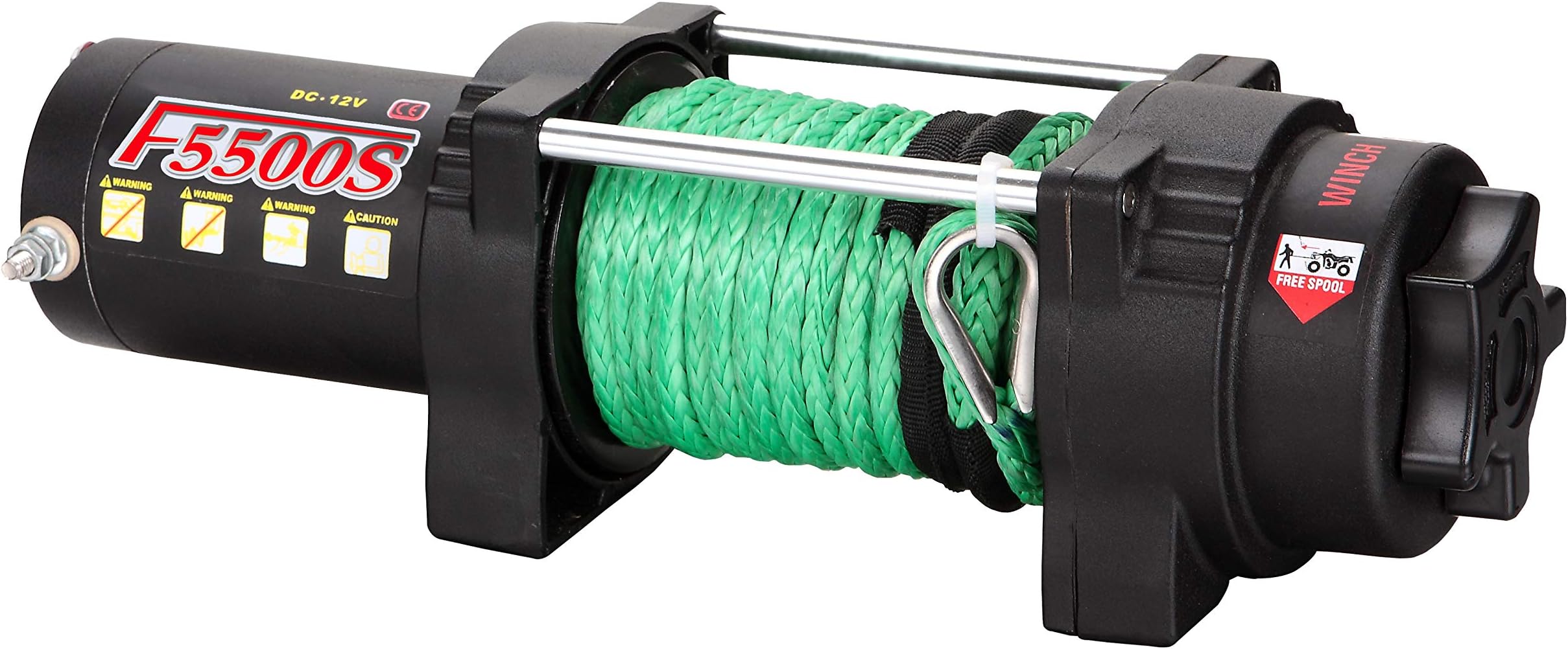 F5500 2.1 HP ATV/UTV Electric Utility Winch with Hawse Fairlead and Synthetic Rope, 5500lbs Capacity (F5500S)