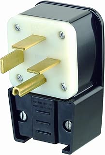 Leviton 8462-P 60 Amp, 250 Volt- 3PY, Straight Blade, Plug, Industrial Grade, Grounding, Angle, Black - coolthings.us