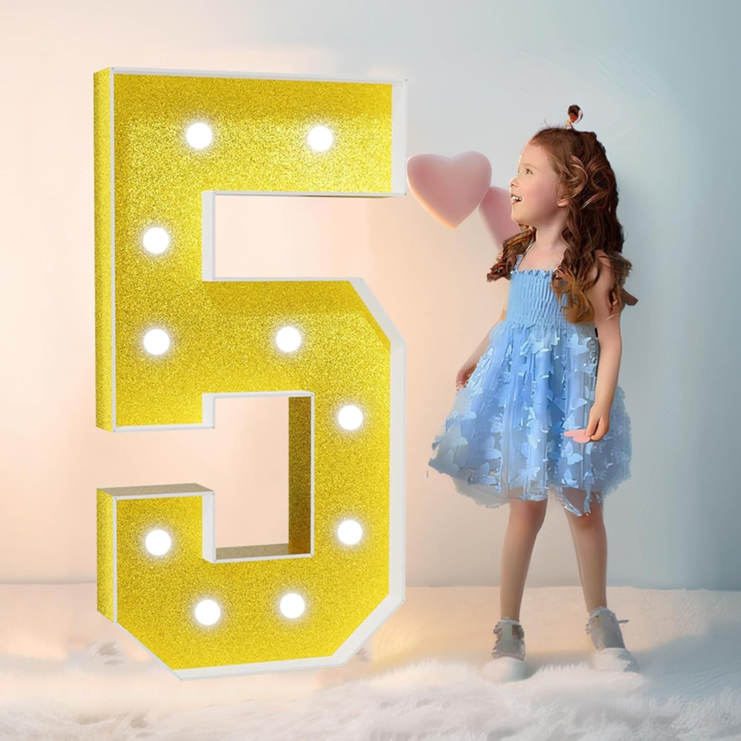 Birthday Party Large Mosaic Numbers Marquee Light Up Numbers for 1st 18st 30th Birthday Decor Anniversary Party Decor Pre-Cut Foam Board Kit(Color:Number 5,Size:120cm/4FT)
