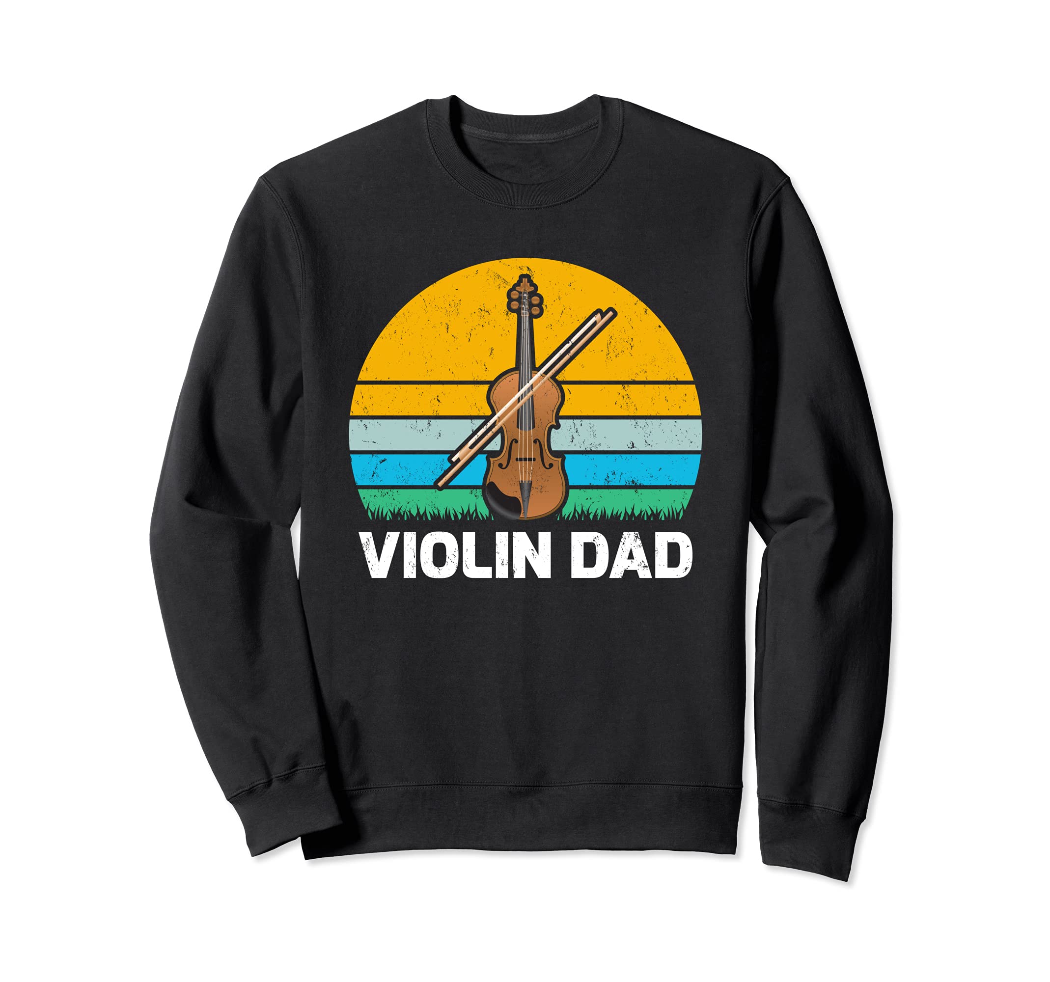 Violin Music Lover Vintage Violin Dad Father's Day Sweatshirt, Black