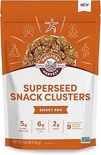 Manitoba Harvest Superseed Snack Clusters, Smoky BBQ - 4.6oz - 5g Plant Protein, 2g Fiber, 5g Omega 3 & 6 per 30g serving - Easy 6-in-1 Super Seeds Snacks - Vegan, Non-GMO Project Verified