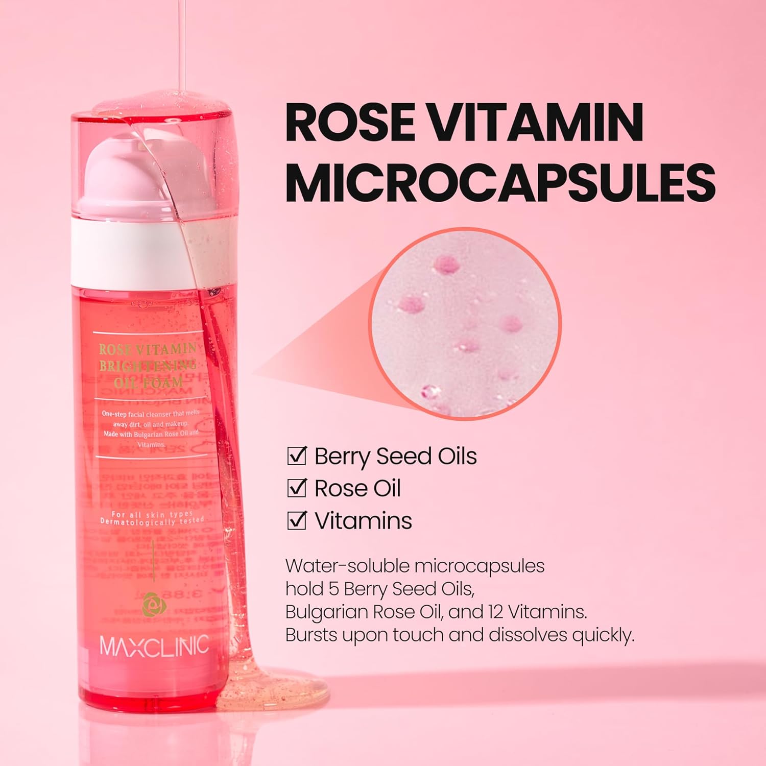 [K-Beauty] Rose Vitamin Oil to Foam - All-in-One Korean Face Wash OilBased Foaming Facial Cleanser - Pore Minimizing & Blackhead Remover - Makeup Deep Cleansing Oil for All Skin Types (3.88 fl oz) - Image 7
