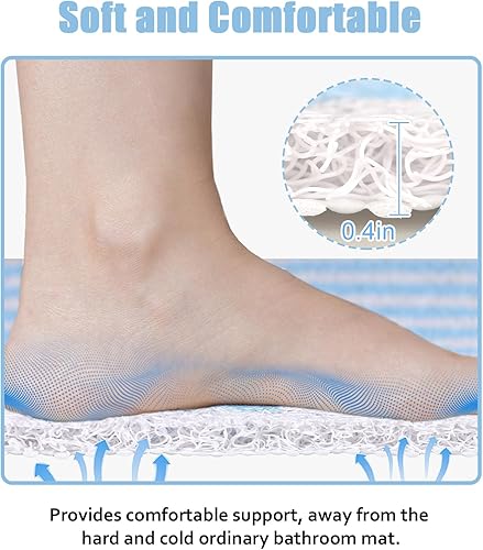 Miniatura 4 de Tapete de ducha antideslizante, 24 x 24 pulgadas, tapete de ducha suave y cómodo con drenaje, tapete de baño de lufa de PVC para ducha, baño y áreas