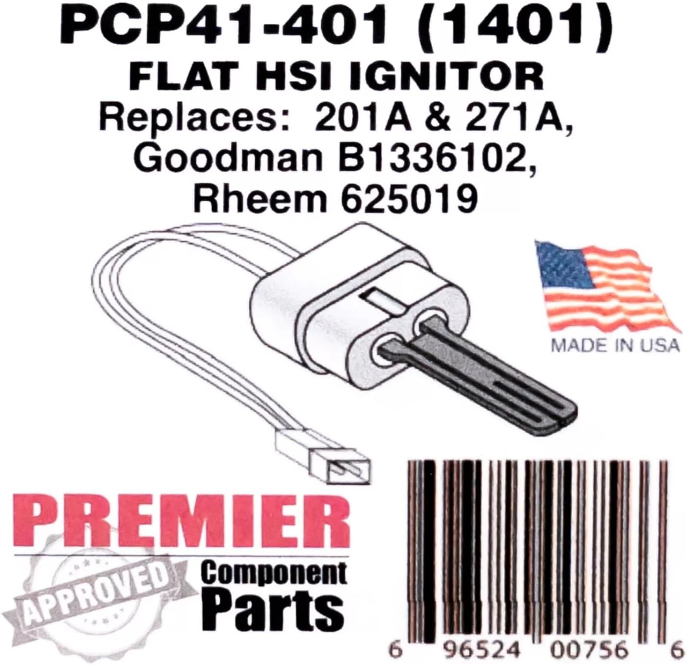 Premier Furnace Ignitor for 41-401 Amana Goodman 10041601 Made in USA,Designed to fit specific Amana/Goodman manufactured furnace models