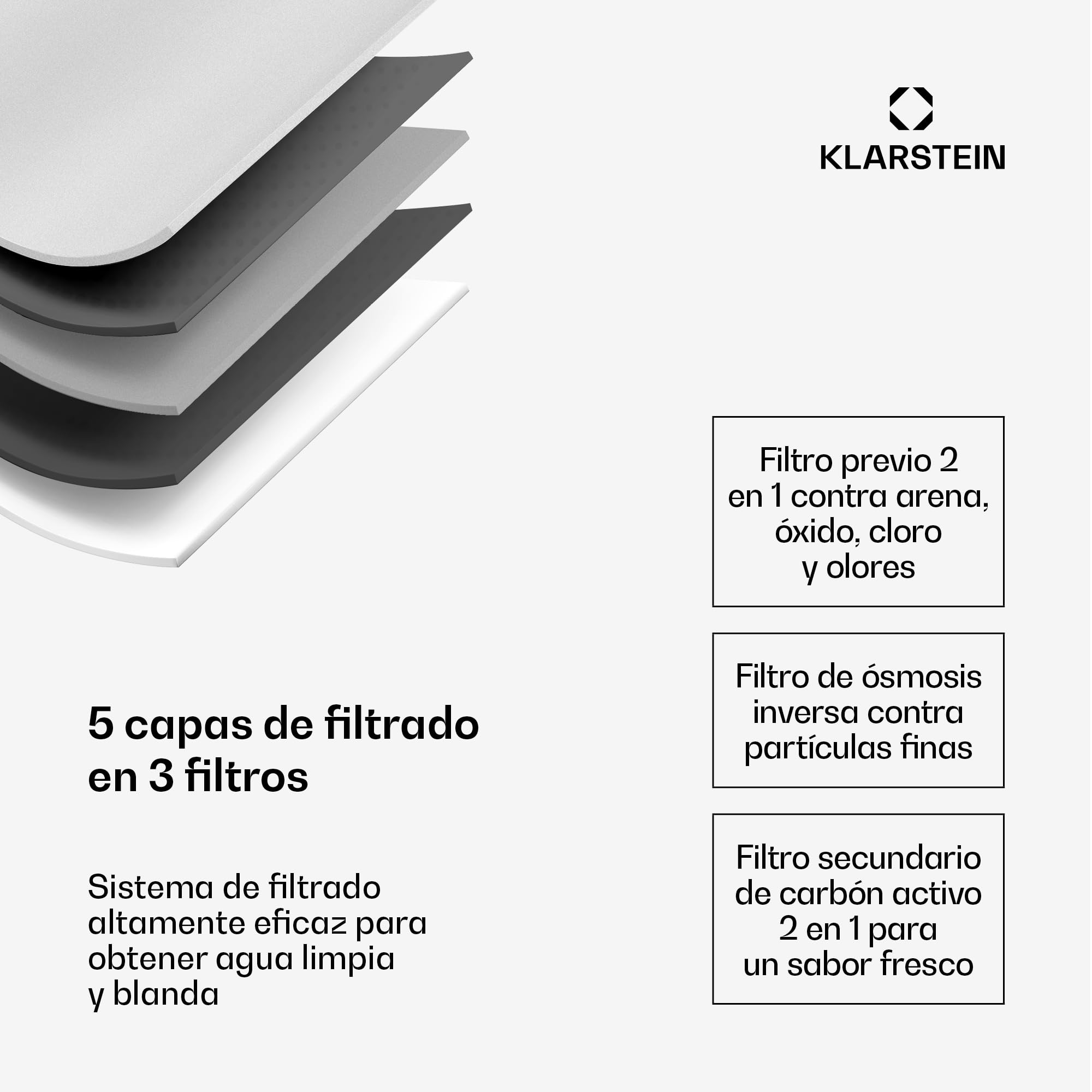 KLARSTEIN AquaLine Filtro Agua Grifo Osmosis Inversa, Sistema Filtros Agua Encimera 6L, Ionizador de Hidrógeno y Agua Caliente, Etapas, 3 Filtros, Sistema de Filtración de Agua