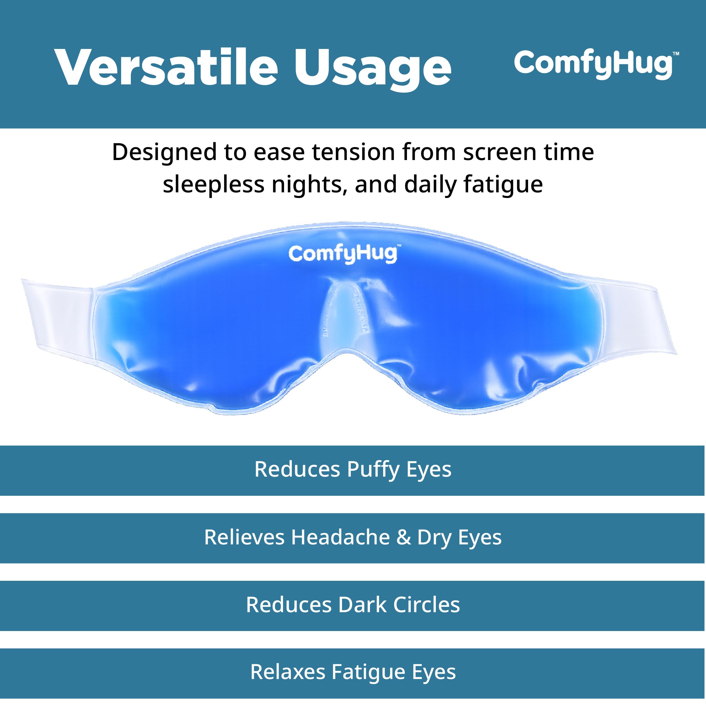 ComfyHug Cooling Gel Eye Mask for Puffy Eyes, Dark Circles & Migraines - Reusable Cold Compress Therapy Pack with Adjustable Strap for Sleep, Headaches & Eye Relaxation (Pack of 1) — Amazon image 9