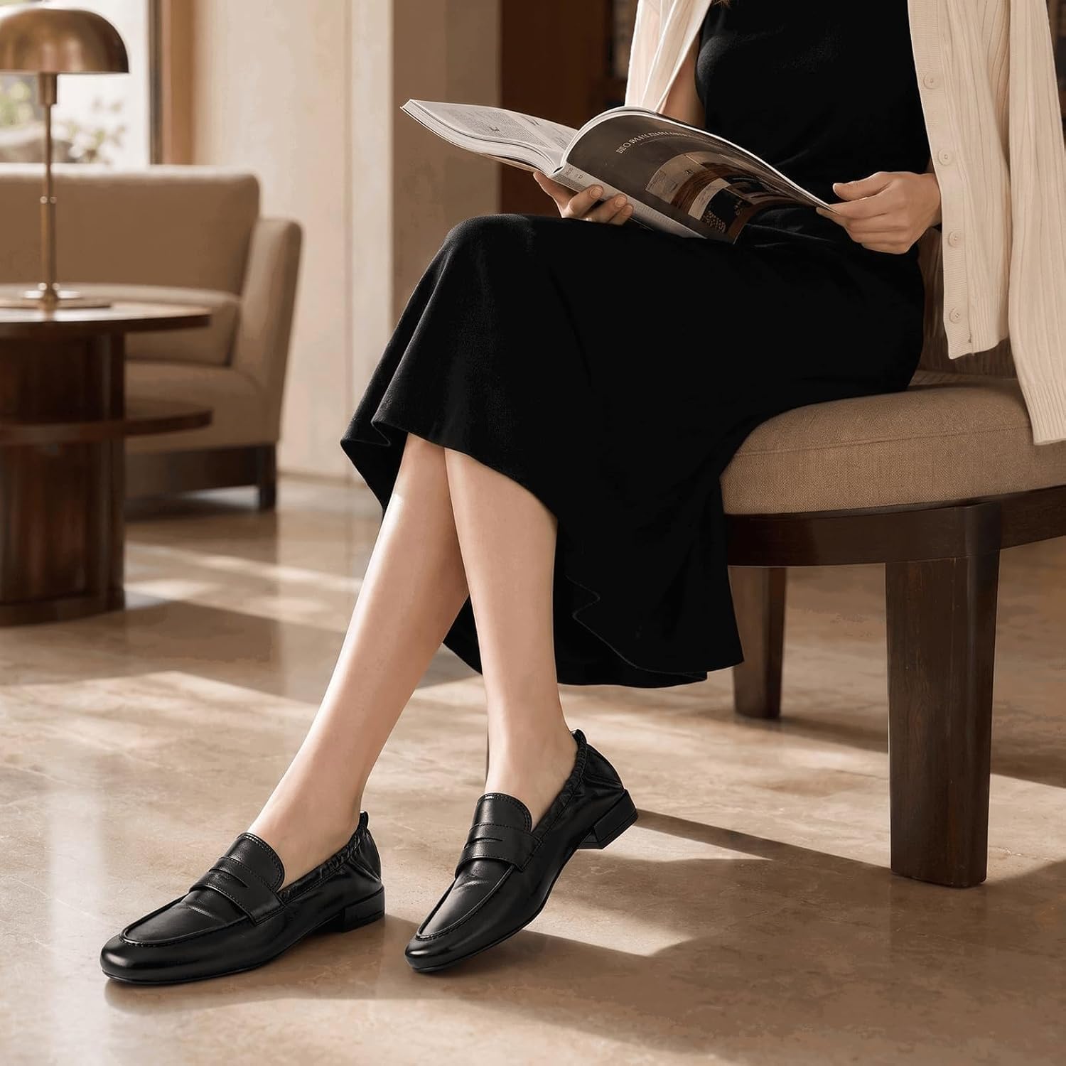 Penny Loafers for Women Flats Shoes Casual Loafer Dressy Vintage Work Business Flat Shoe