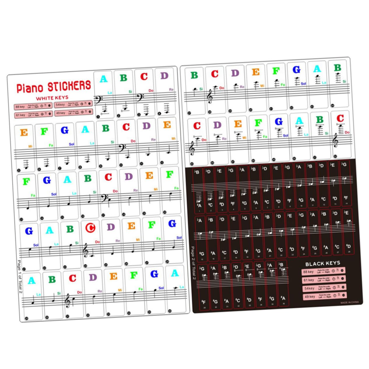 SUPVOX Electronic Organ Beginner Kit Piano Stickers Easy to Apply Piano Keyboard Note Stickers (2 Sets)