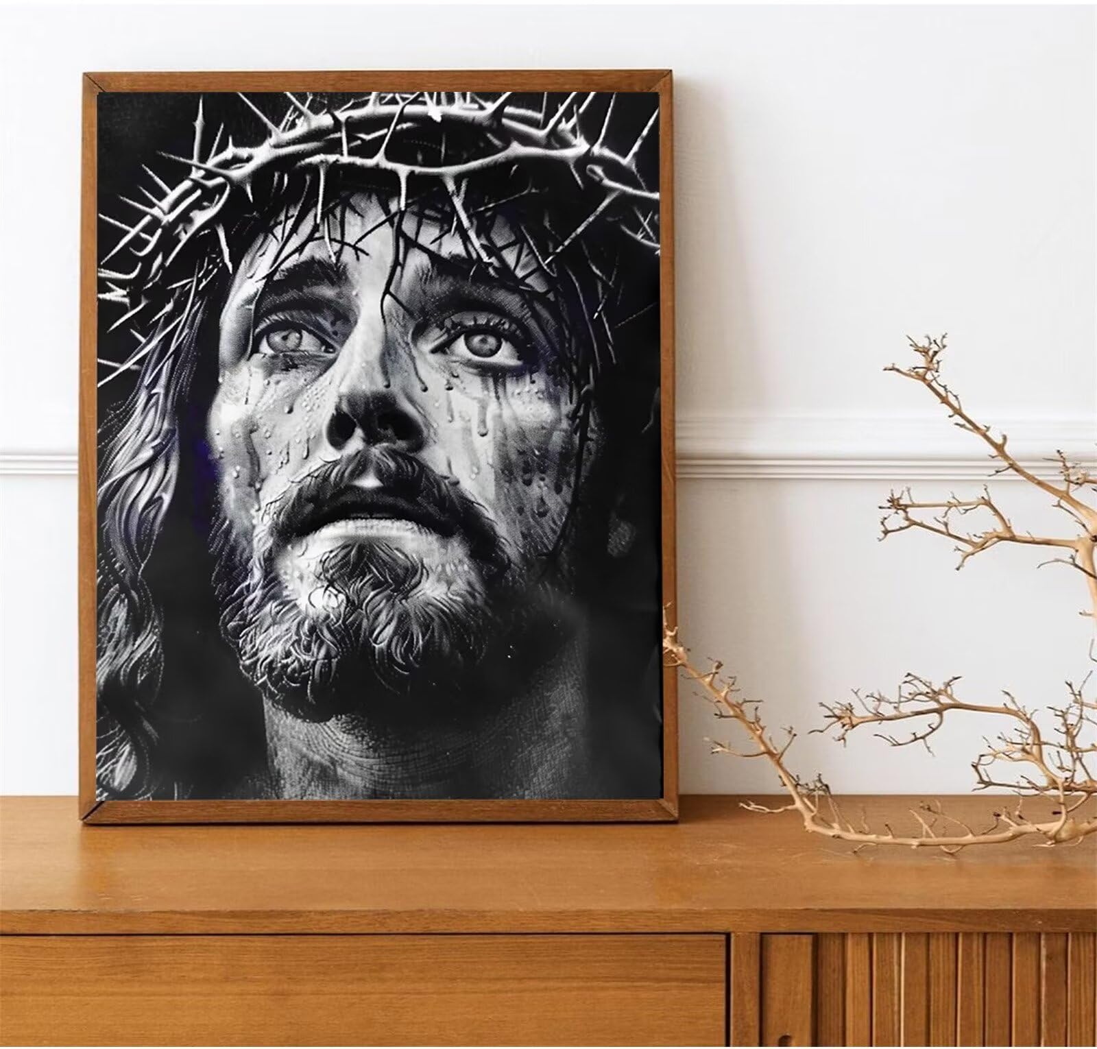 Dipingi con i Numeri per Adulti Cristo, Kit di Pittura a Olio su Tela Fai-da-Te per Bambini con Pennelli Pittura a pigmento Acrilico Disegno -Corona 50x65cm (Con Scatola)
