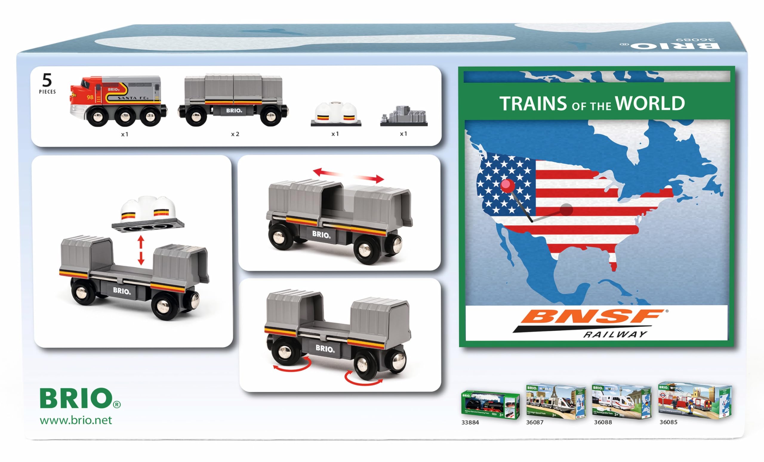 BRIO World — 36089 Trains of The World Santa Fe Train | Petit Train pour Enfants à partir de 3 Ans