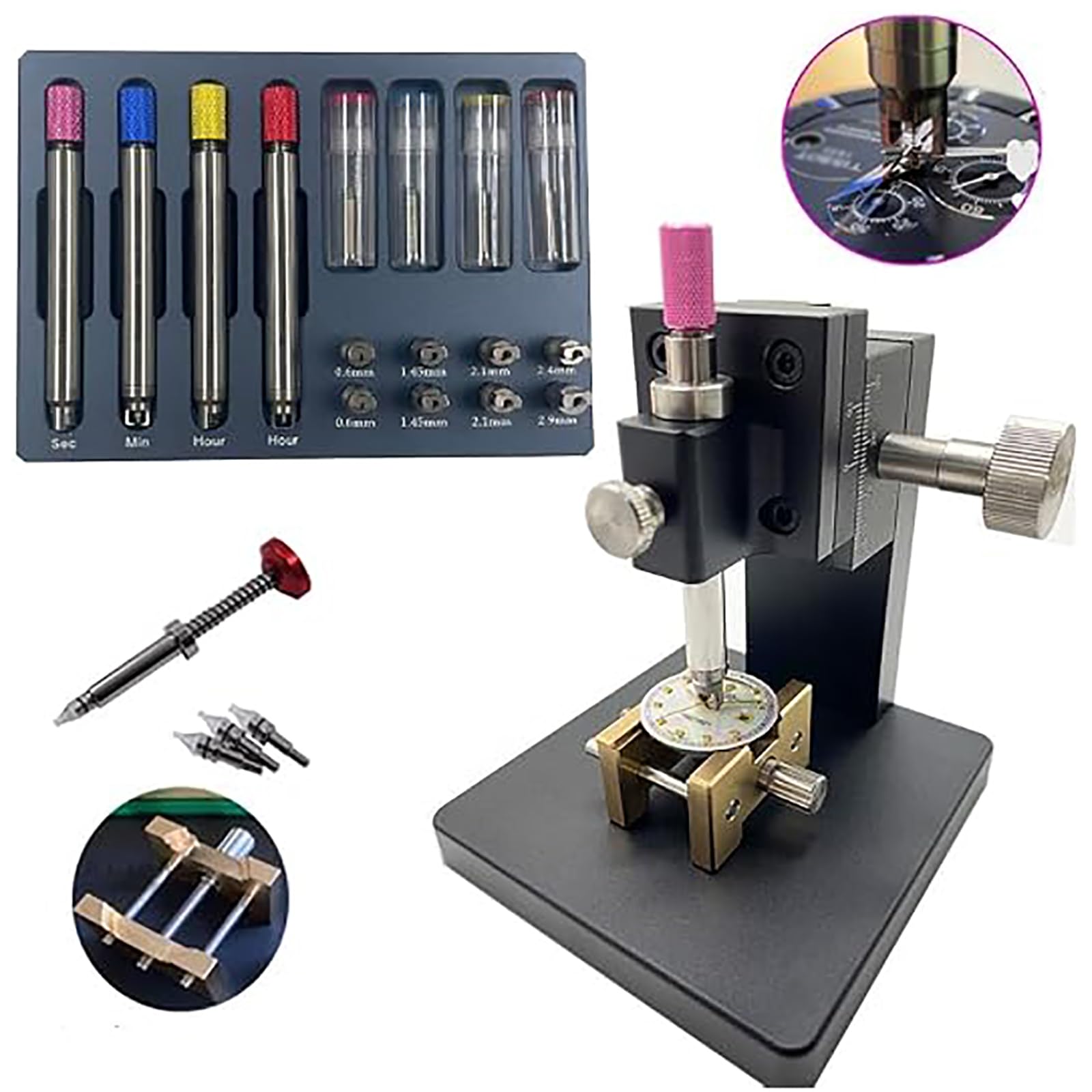 Soporte para Removedor De Agujas De Reloj, Prensa para Ajuste De Agujas De Reloj, con Construcción De Acero Inoxidable Y Diseño Compacto De 3,7 X 3,7 X 4,1 Pulgadas para Bancos De
