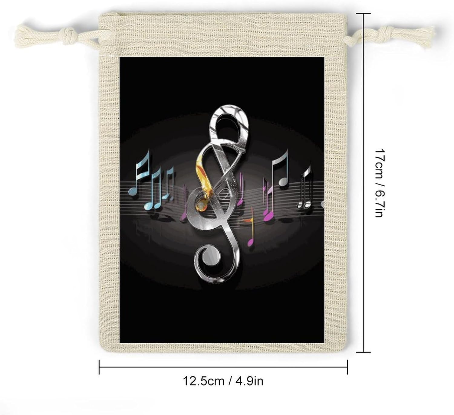 FekiLoot Music Note Cotton Linen Drawstring Bags Pack of 8 image 2