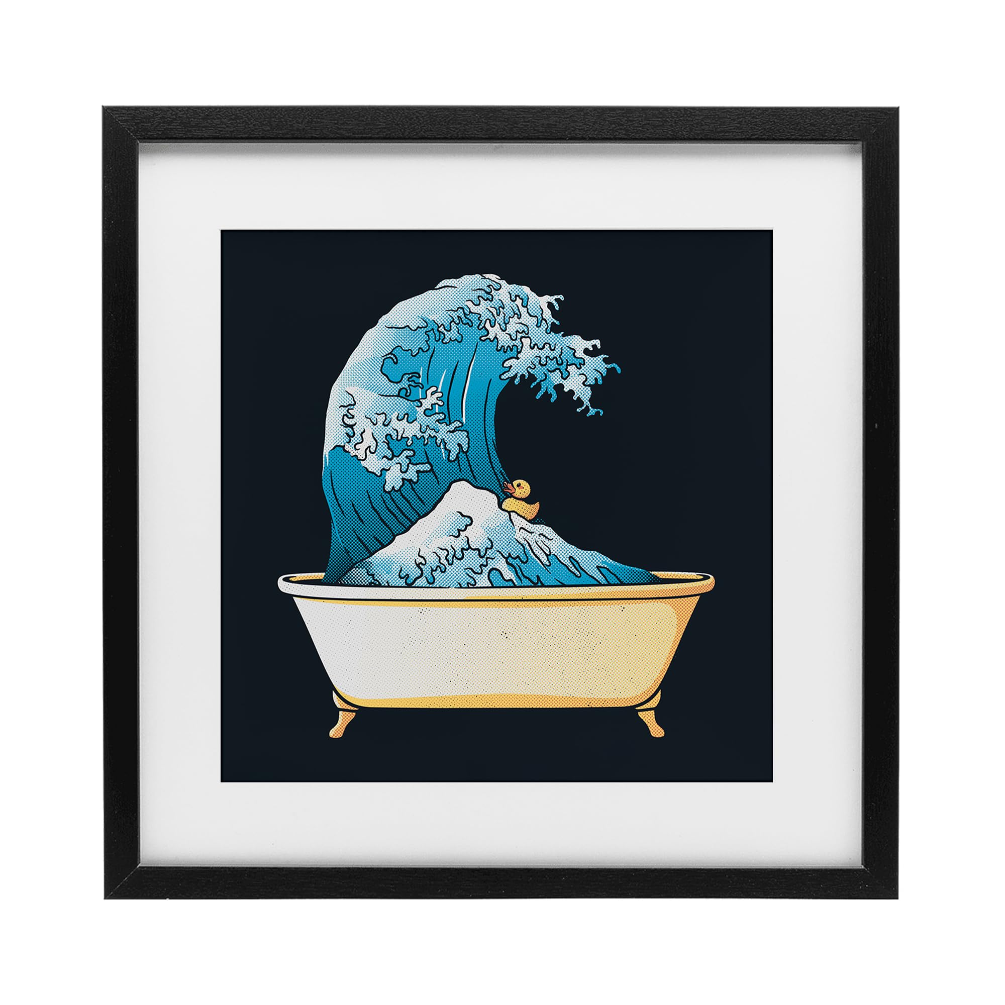 'Bathtub with Kanagawa Wave'| Framed Print Under Glass