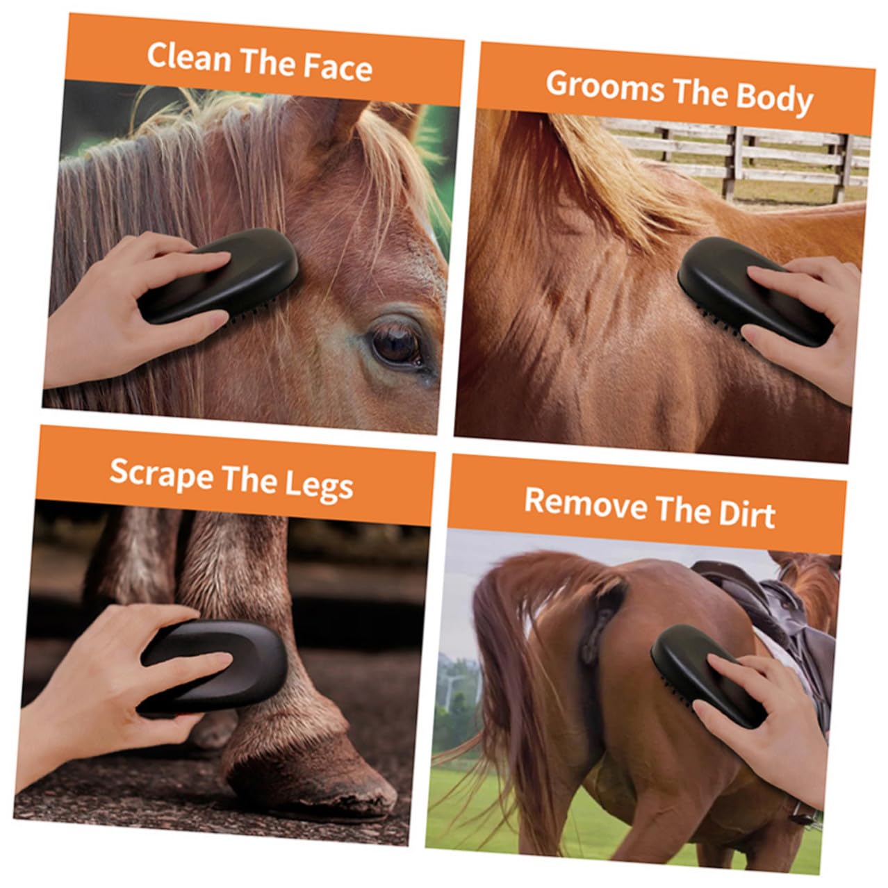 Horse Hairbrush and Multi-function Livestock Tail Brush with Handle, Pp Bristles for Horse Grooming and Massage, Suitable for Equine Cleaning and Pet Care