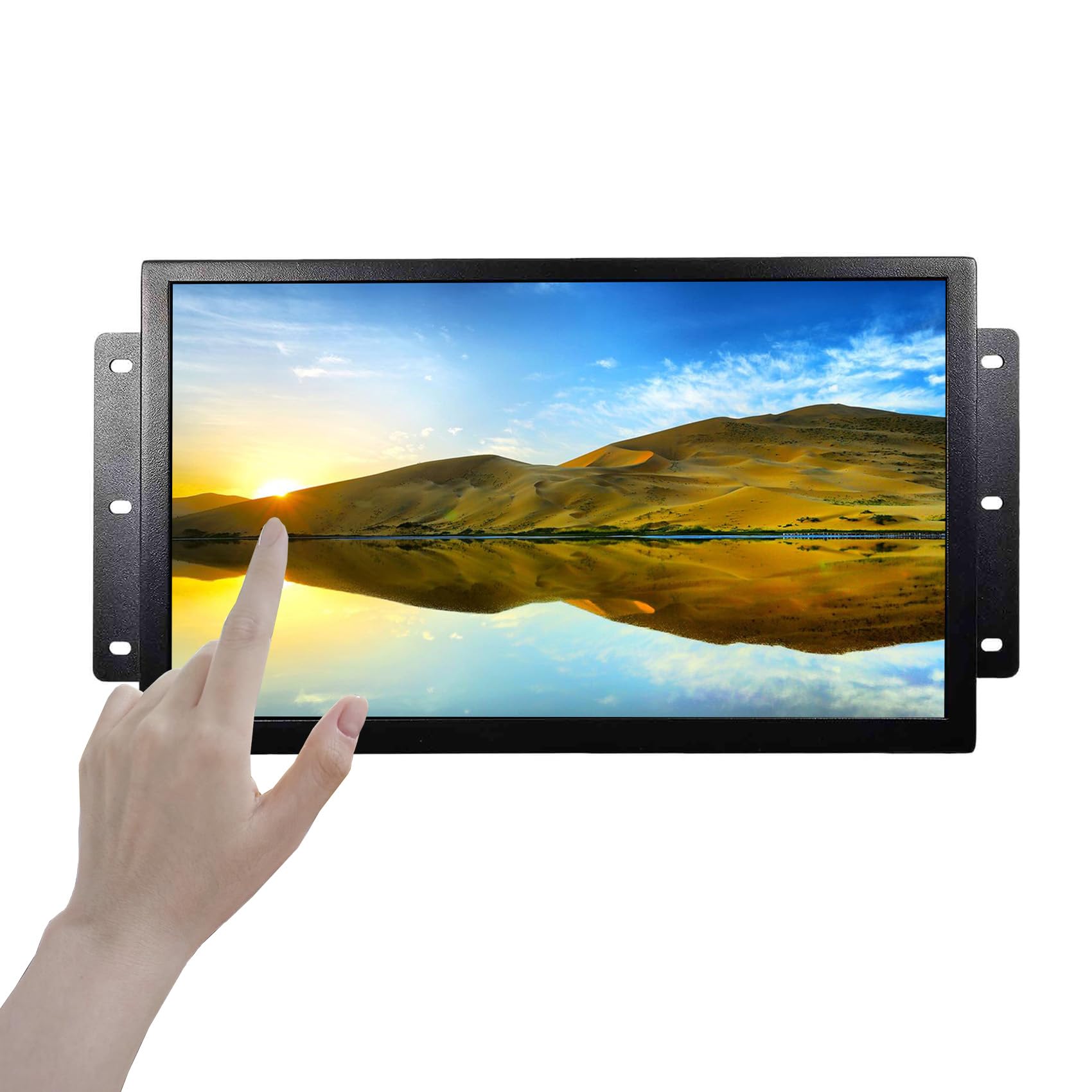 VSDISPLAY 13,3 Zoll 1920x1080 Tragbarer LCD Touch Monitor mit Lautsprechern | Industrieller IPS-LCD Bildschirm, VGA DVI Videoanschluss, Metallgehäuse