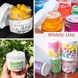 4OZ Slime Containers with Lids + 20 Gram Round Samples Jars (Set of 24)- Empty Small Plastic Containers with Lids for Lip Scrub, Body Butters, Cream, Slime, Craft Storage