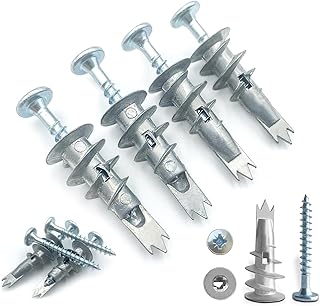 Cheville Placo, 50pcs Vis Placo Vis Autoforeuse Metal, Cheville Placo Charge Lourde Cheville Beton, Cheville Crampon, Clous, Vis et Fixations pour Béton, Briques, Plaques de Plâtre, 30mm