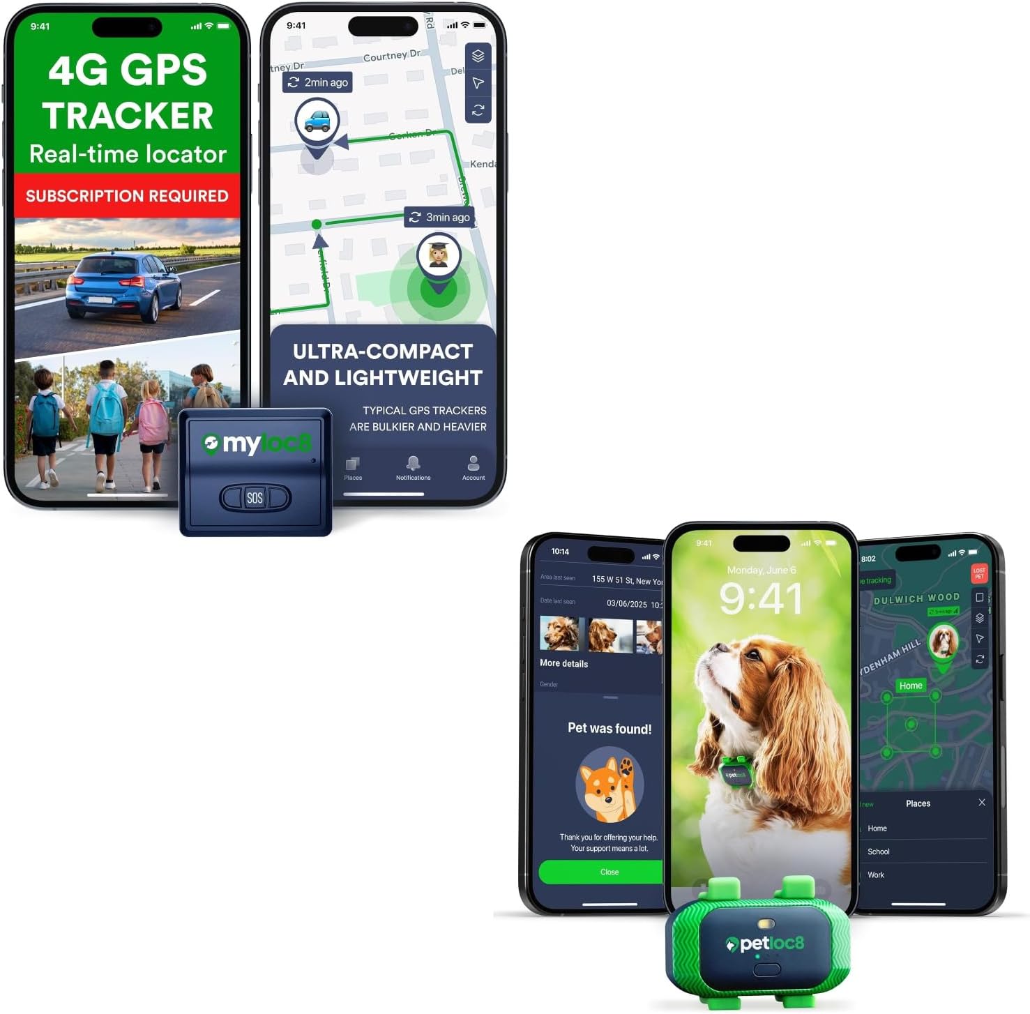 GPS Tracker for Car and Petloc8 Dog GPS Tracker Bundle