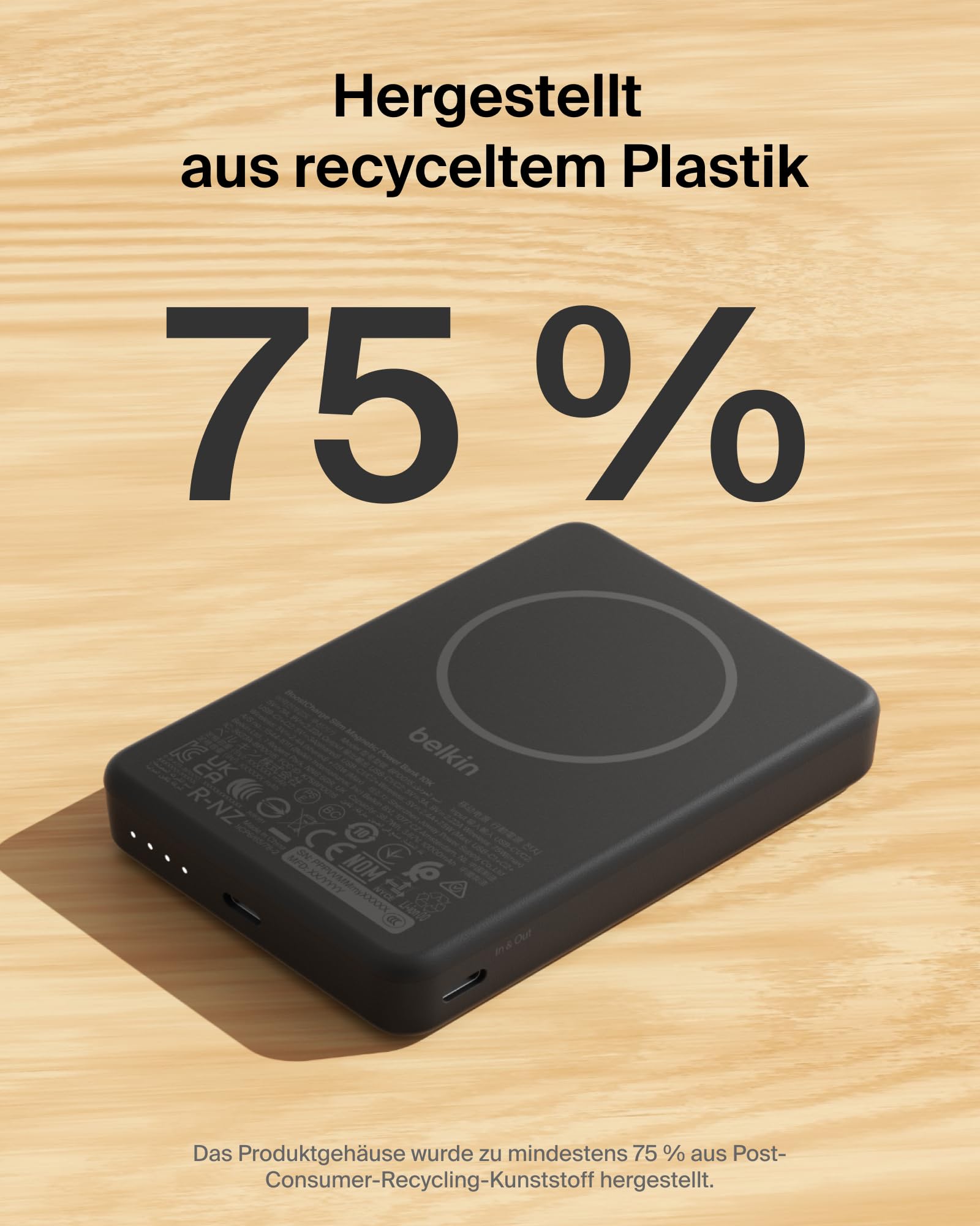 Belkin BoostCharge 10000mAh Magnetische Power Bank, 2 USB-C-Ports – Schwarz