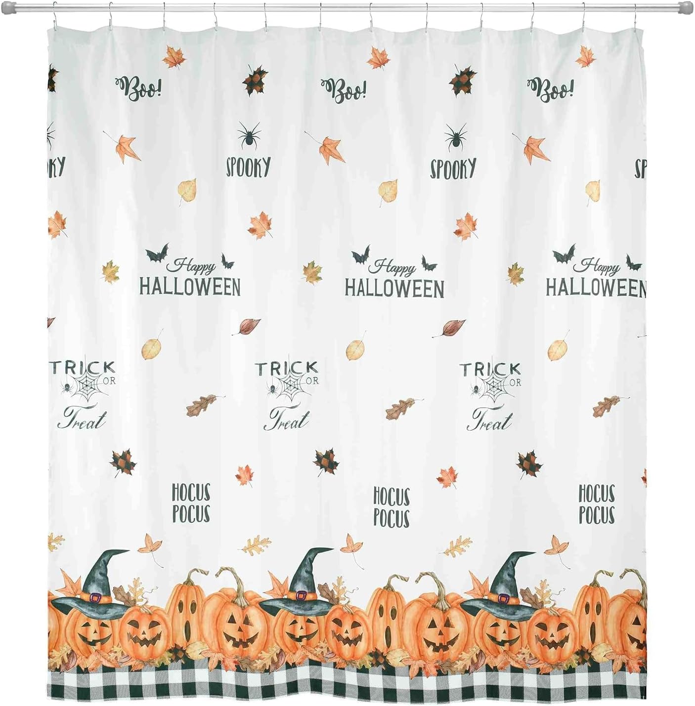 Avanti Linens - Shower Curtain, Pumpkin Patch Design, Halloween Home Decor (Jack-O-Lantern, 72” x 72”)