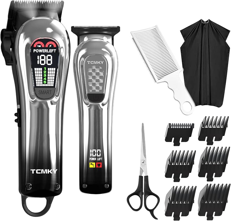 TCMKY Cortapelos para Hombres, Juego de Cortapelos y Recortadoras Profesionales, Cortapelos Inalámbricos para Corte de Cabello, Recortadora de Barba, Cortapelos de Peluquero, Afeitadora Eléctrica Recargable