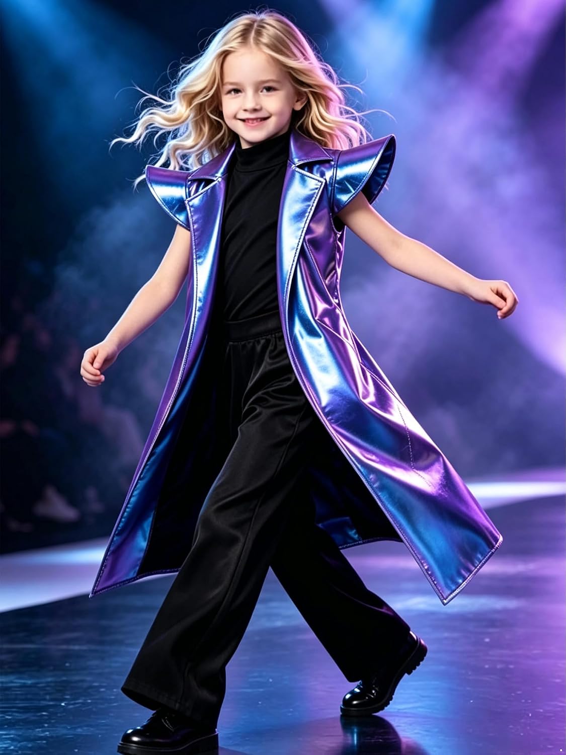 Girls Dance Vest Lapel Long Suit Disco Outfit