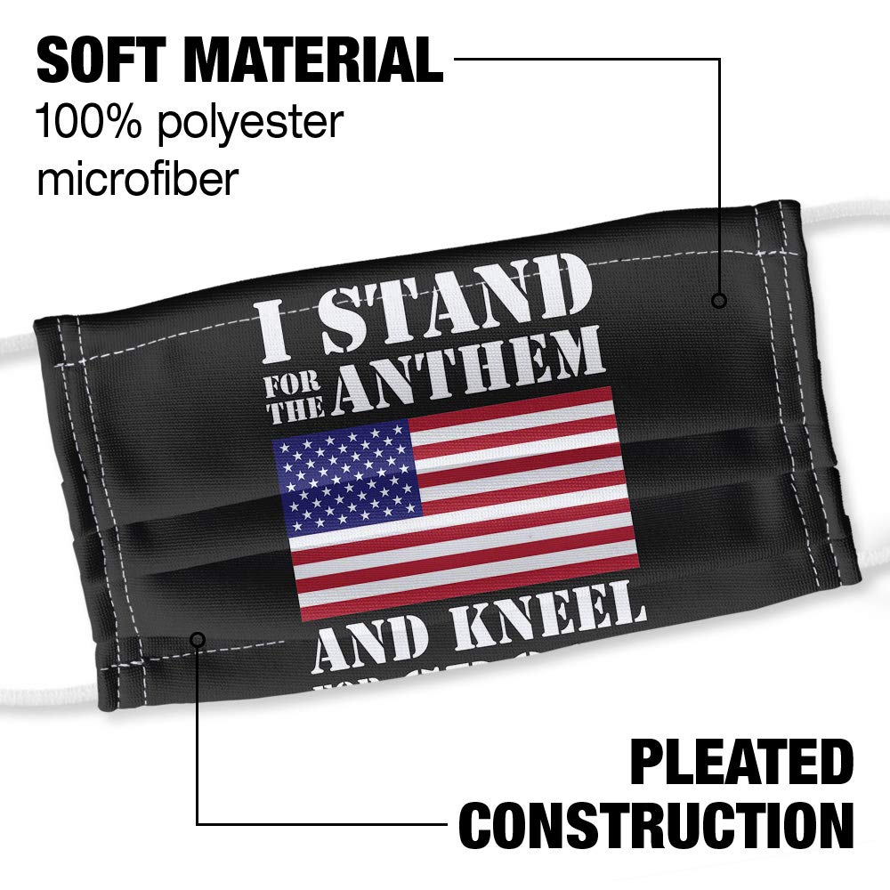 Popfunk I Stand For The Flag Kneel Cross USA 1-Ply Reusable Face Mask Covering, Unisex