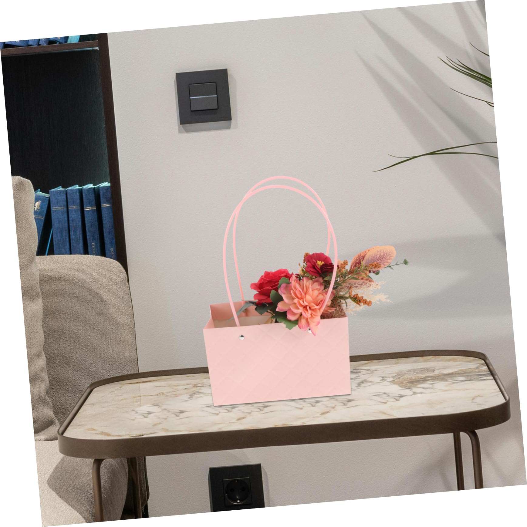 Zerodeko 10stücke Blumenstraußtüten Aus Kraftpapier Mit Griff Blumenverpackungshalter Geschenktüten Für Floristenbedarf Korb Abschlussfeier Hochzeitsgeschenk