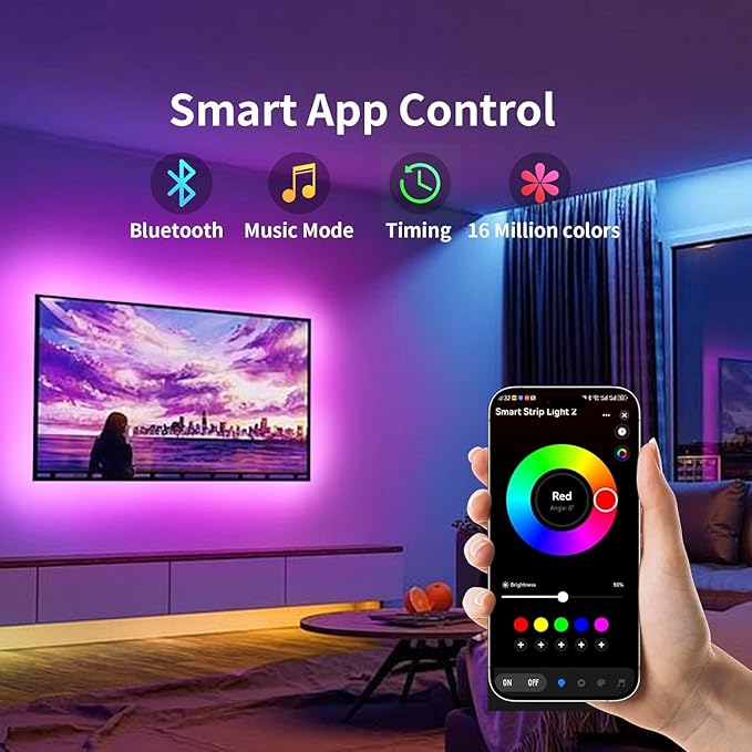 Tira LED TV para 45 a 75 Pulgadas con Control por App y Blue miniatura 3