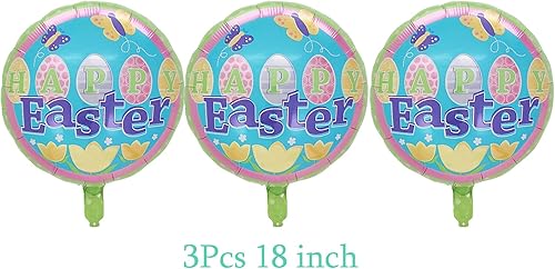 Miniatura 5 de 15 globos de Pascua redondos de papel de aluminio de Mylar para primavera, cumpleaños, baby shower, suministros de decoración de fiesta de Pascua