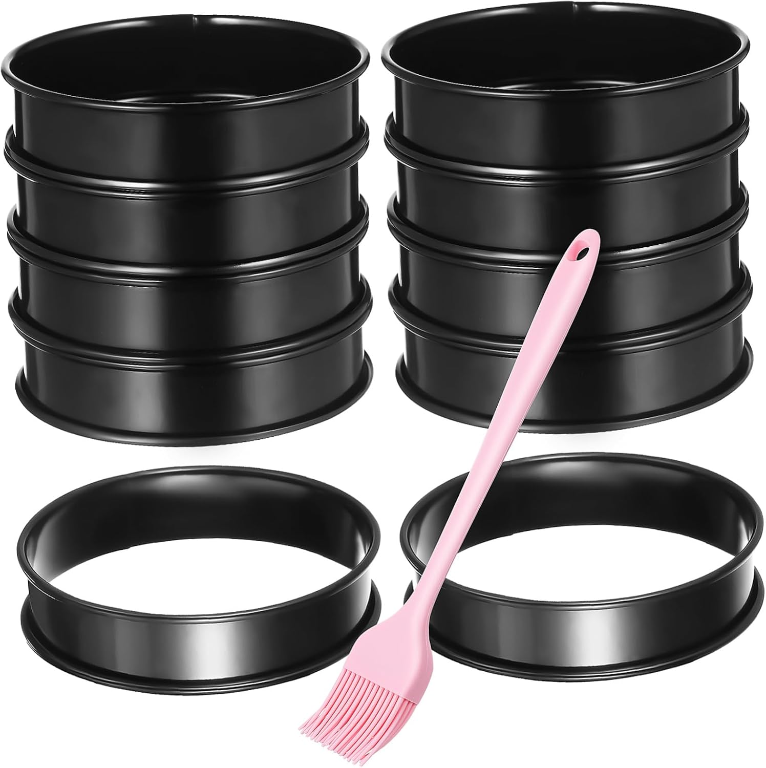 10-Piece Stainless Steel Round Cookie and Cake Molds Set Non-Stick Pastry Rings for Baking Egg Rings for Breakfast Sandwiches Tart Molds for Desserts and Mousses