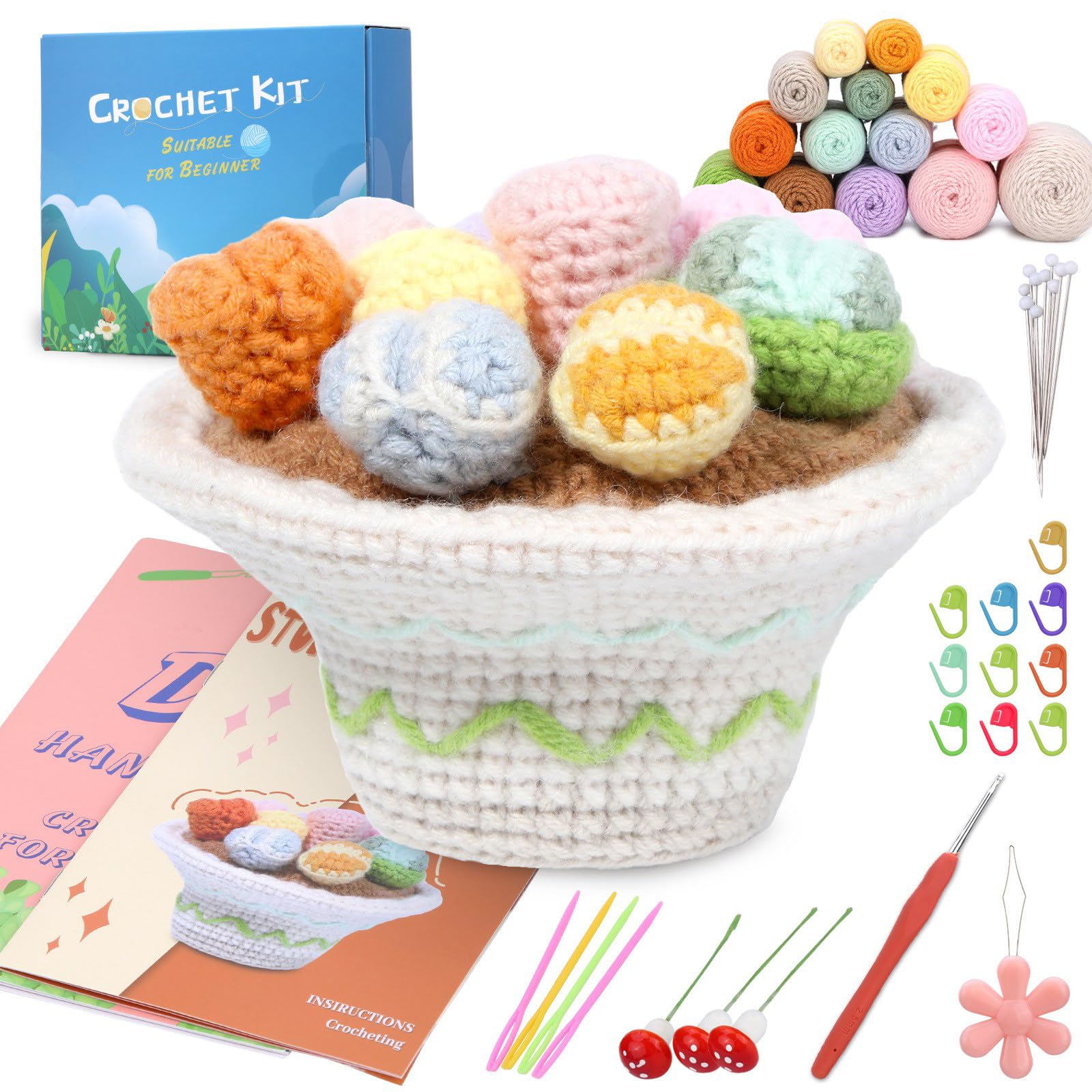 our fave Succulents Plant Set Knitting Supplies with Step-by-Step Video Tutorial Instruction for Beginner Adult Succulents Plant Crochet Supplies