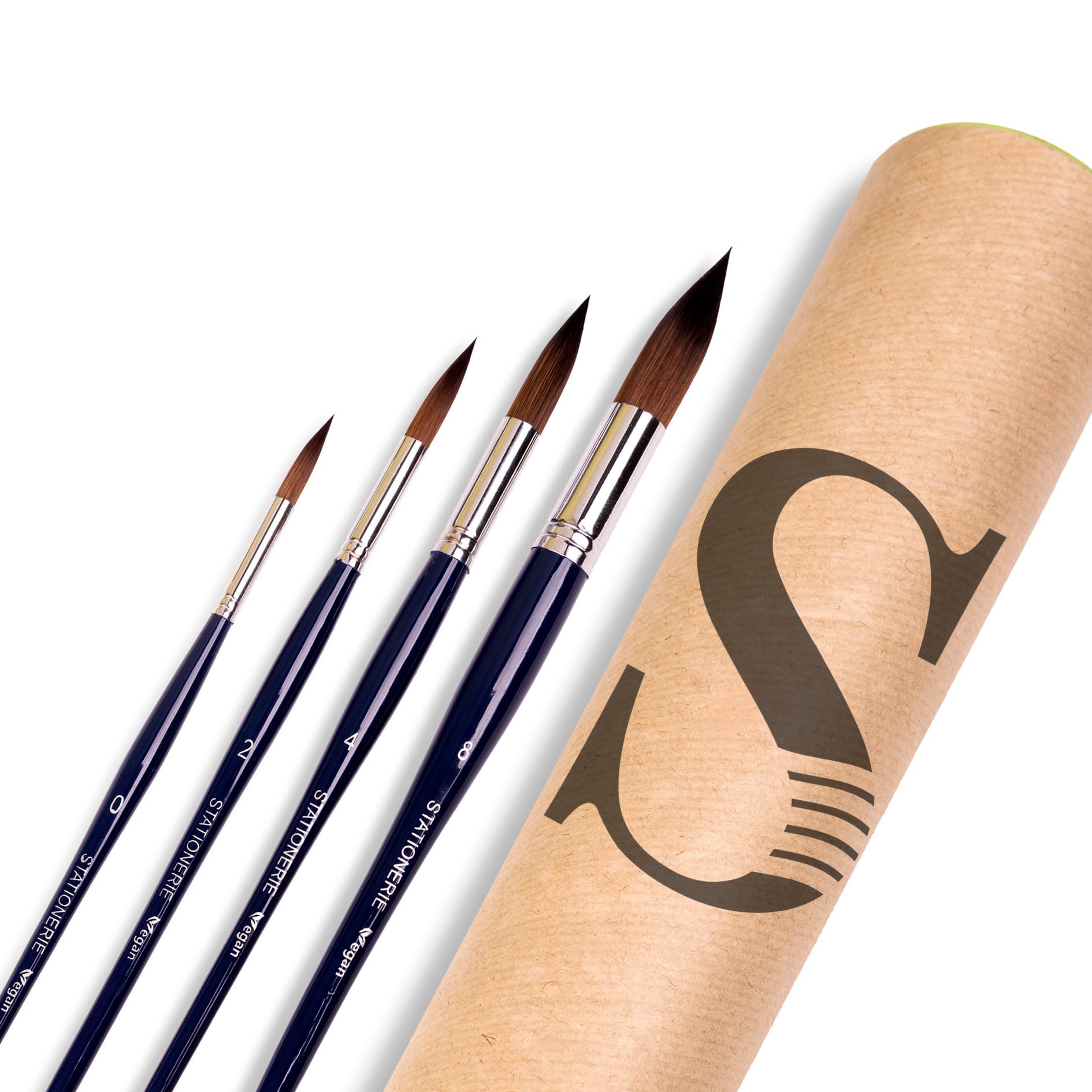 Stationerie Synthetic Mop Brush for Painting - Premium Watercolor Set for Artists With Holder, Handmade Cruelty-Free Paint Brushes (0, 2, 4, 8)(Blue)
