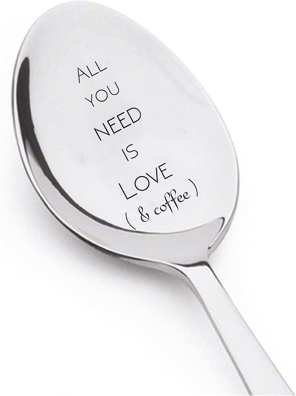 Couples Gift for him or her, All you need is love and coffee engraved Stainless Steel Spoons for coffee lover, birthday gifts, 7 inch