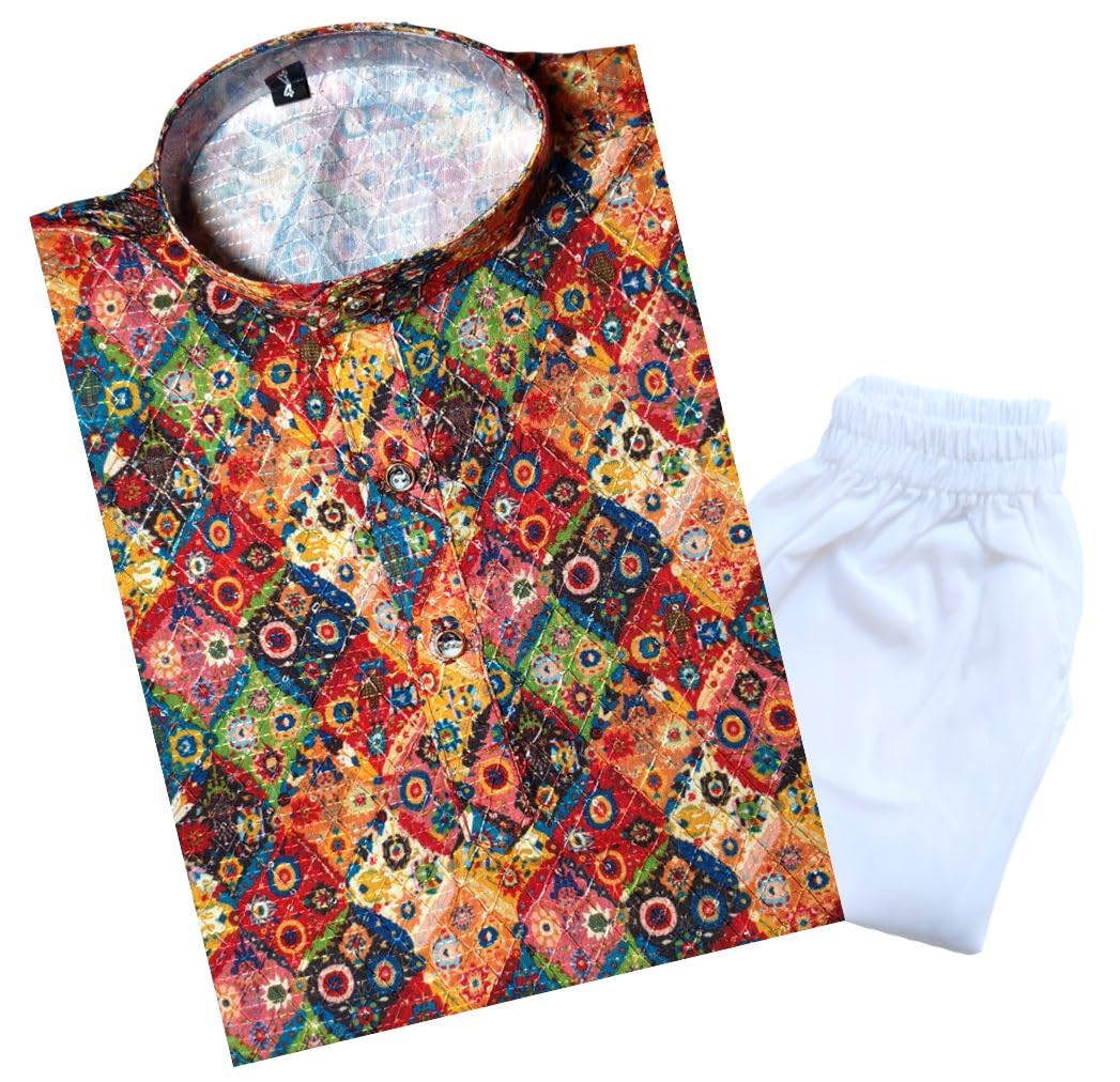 TinySteps Traditional Ethnic Wear Boys Rayon Printed Kurta With Sequin Embroidery and White Cotton Pajama - Review, Price and Buying Guide