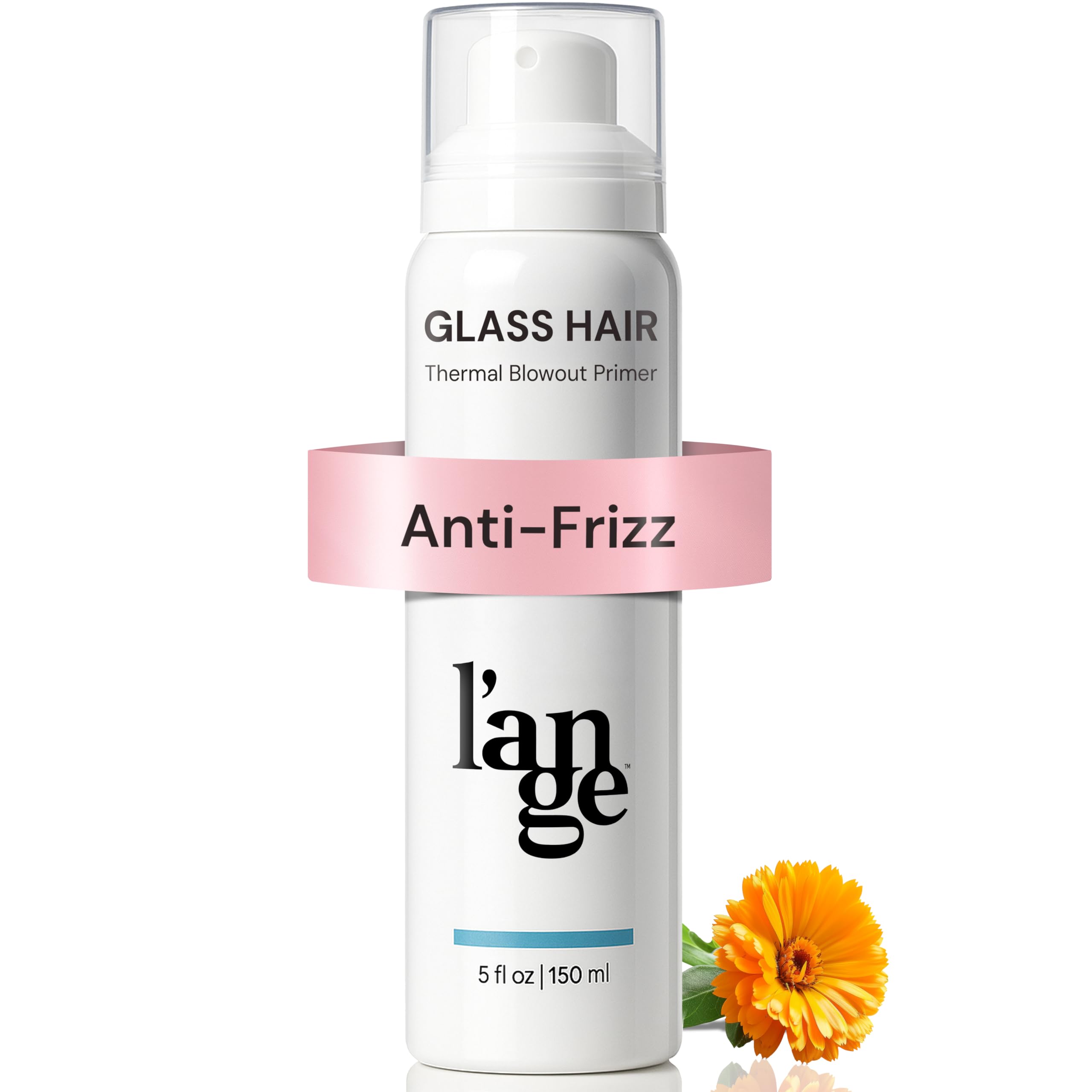 L'ANGE HAIRGlass Hair Thermal Blowout Primer | Heat Protectant Spray for Frizz Control & Shine | Blow Dry Support Styling Mist | For All Hair Types | 5 fl oz