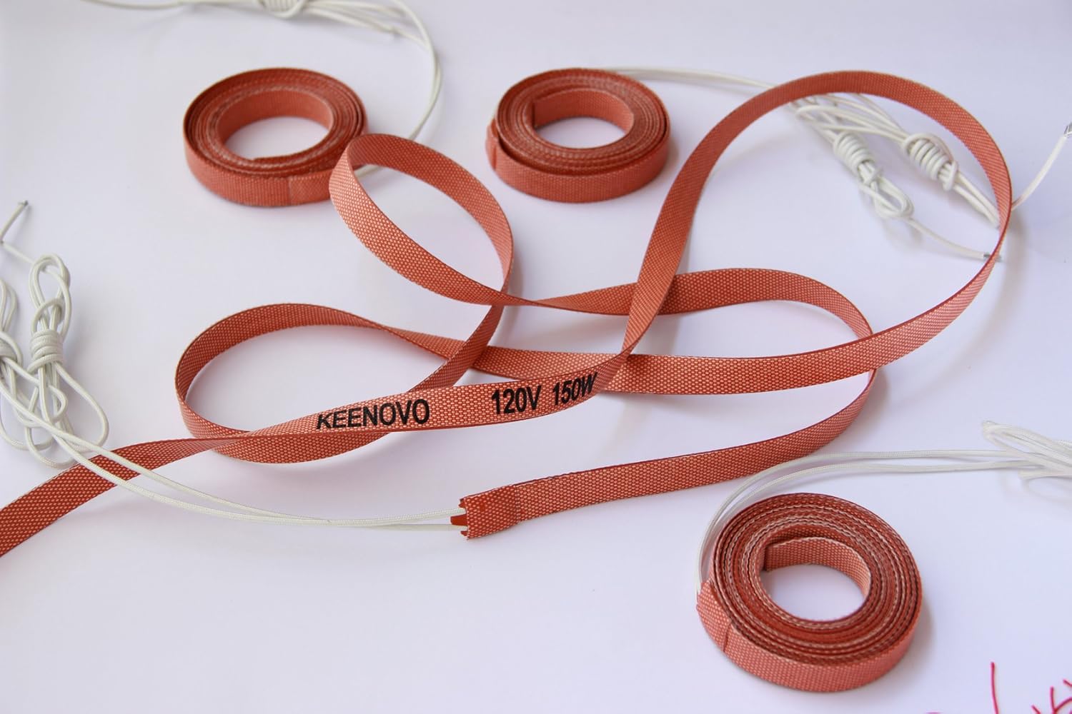 KEENOVO All Purpose Silicone Heater Strip Pipe Tube Heating Band Belt,Custom Design Welcome (15mm x 2000mm 150W 220V)