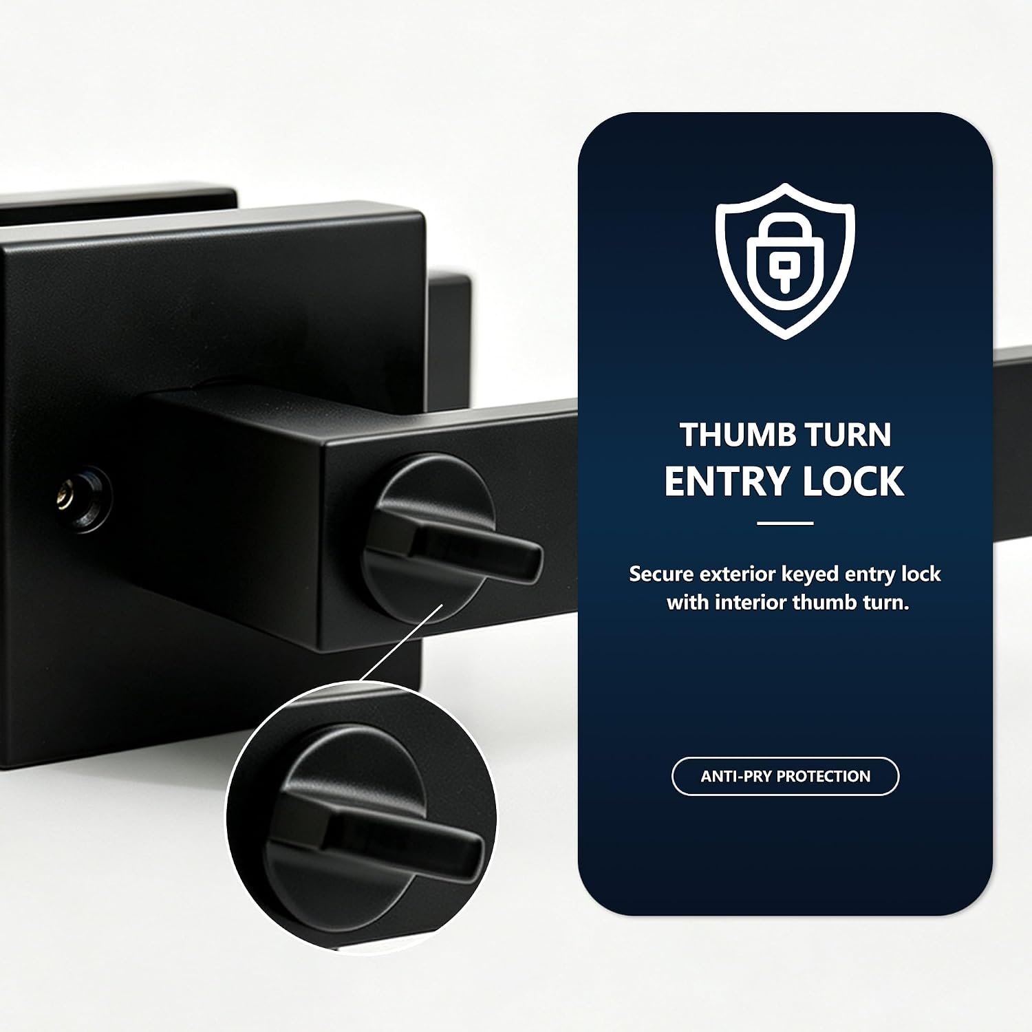 1 Pack Matte Black Keyed Entry Front Door Lever with Lock | Modern Design | Heavy Duty Electroplated | Exterior Handles | Reversible | Adjustable Latch | Fits 1-3/8" to 1-3/4" Doors