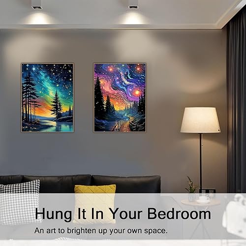 Vista 166 de xackcme Pintura de montaña por números para adultos, pintura de paisaje por número sobre lienzo sin marco, pintura al óleo de paisaje lunar