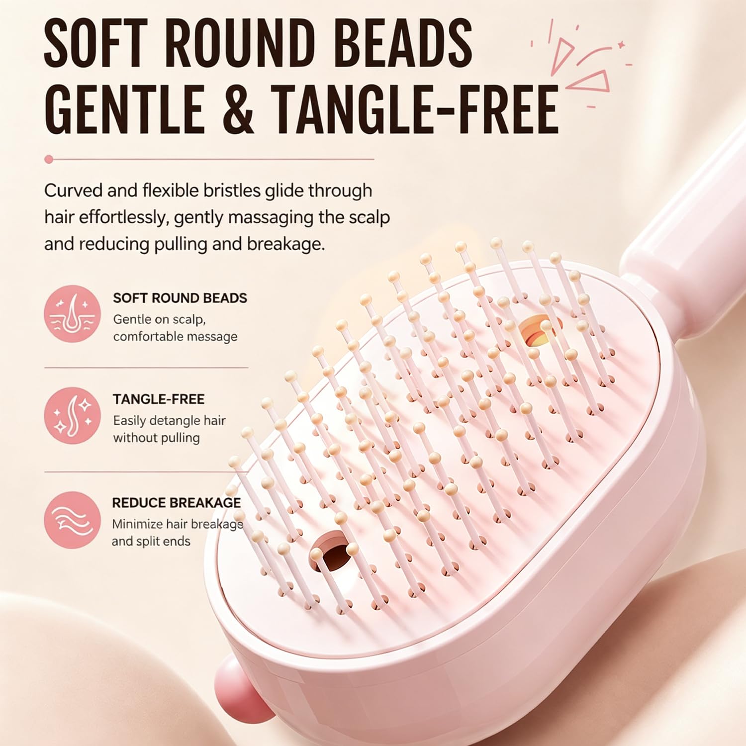 Electric Spray Air Cushion Massage Comb 2026, Upgraded Self-Cleaning Anti-Static Detangling Hair Brush, Rechargeable Water Mist Steam Brush for Dry Frizzy Hair, Reduce Tangles & Nourish Hair (Pink)