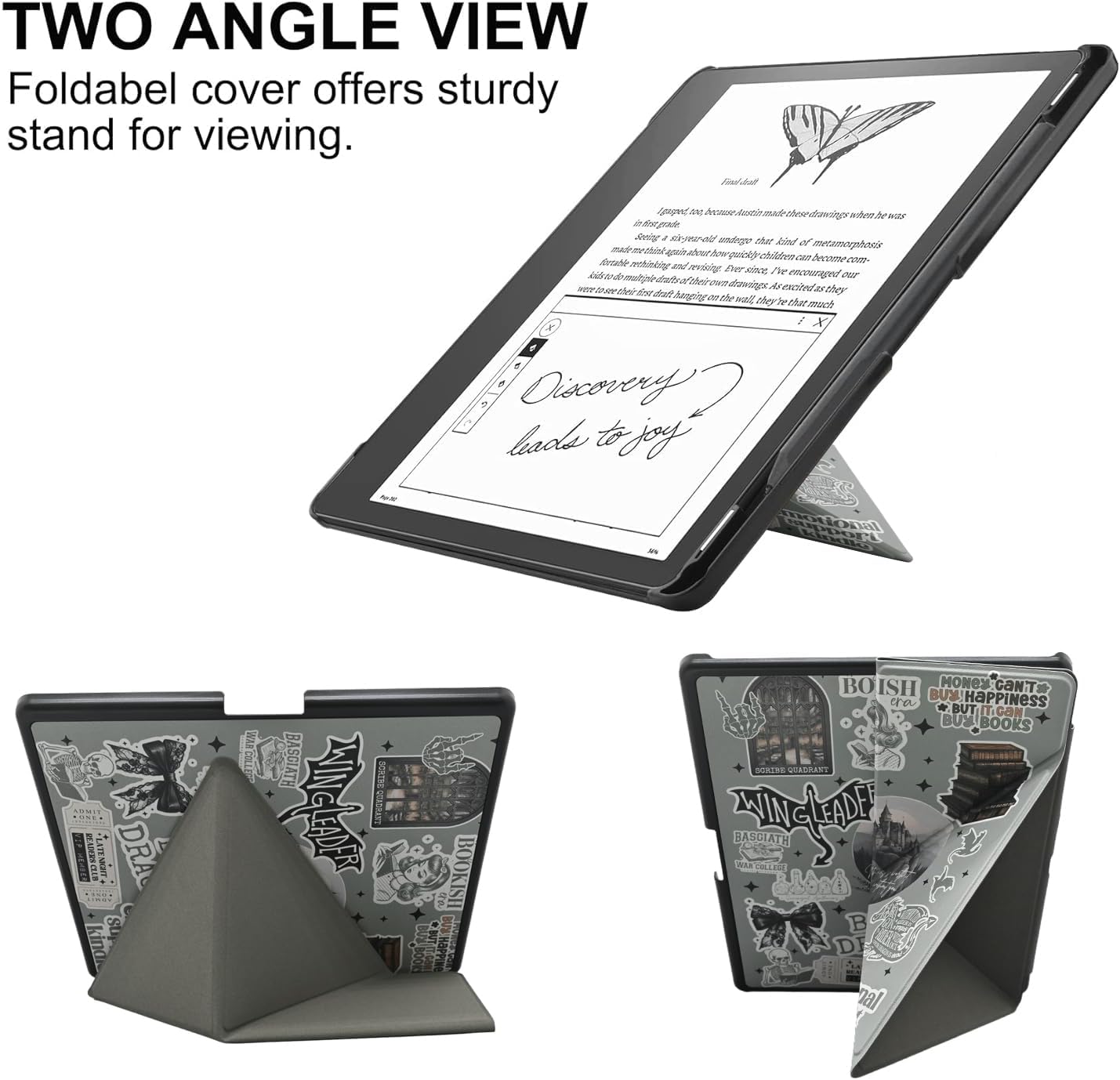 Stand Case for Kindle Scribe - Book Lovers Folio PU Leather Cover with Pen Holder, Auto Sleep/Wake - Compatible with 10.2 Inch Kindle Scribe (2022/2024 Release), Bookish Fantasy