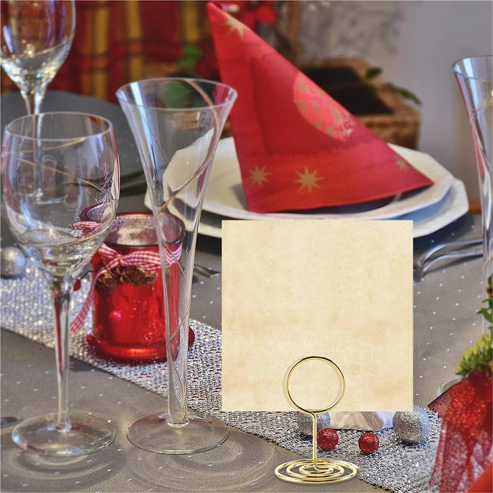 Lot de 50 ou 120 porte-cartes en métal pour marque-place, photos, numéros de table de mariage, décoration d'intérieur, pour tables, magasins, étiquettes, bureau, fête de mariage