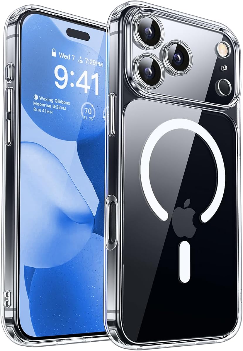 CANSHN Magnetic Shockproof for iPhone 17 Pro Case, Clear | Full Camera Protection, Compatible with MagSafe, Crystal Clear, Military-Grade Protection, Scratch Resistant, Slim Fit