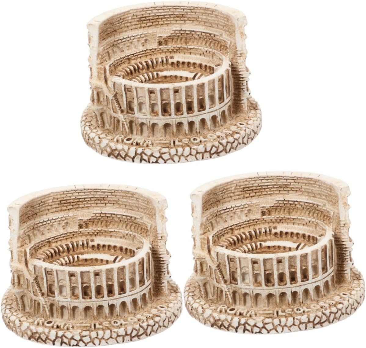 LSLYTQ 3pcs Roman Ornaments Fish Tank Ornament Aquarium Ornaments Large World Famous Statue Small Roman Statue Fish Tank Gravel Building Model Rome Plants Fish Tank Decor Resin Beige