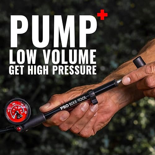 Miniatura 2 de PRO BIKE TOOL Bomba de choque para bicicletas de montaña y carretera - Bomba de choque de bicicleta de alta presión de 300 PSI - Ideal para