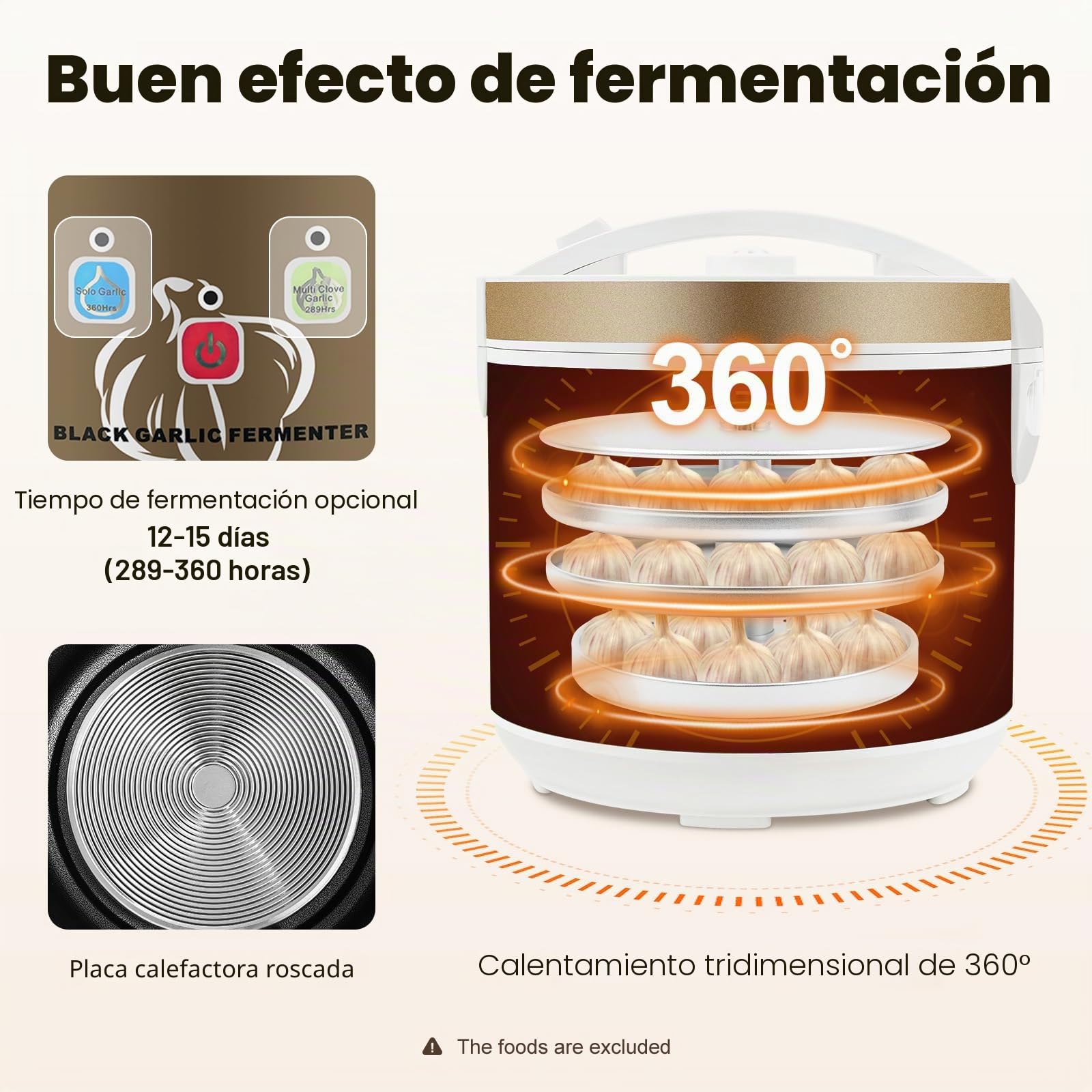 Prensa de ajo, 5 L, control inteligente, máquina de fermentación de ajo, tapa aislante de doble capa, mango y botón convenientes, para la familia y los profesionales