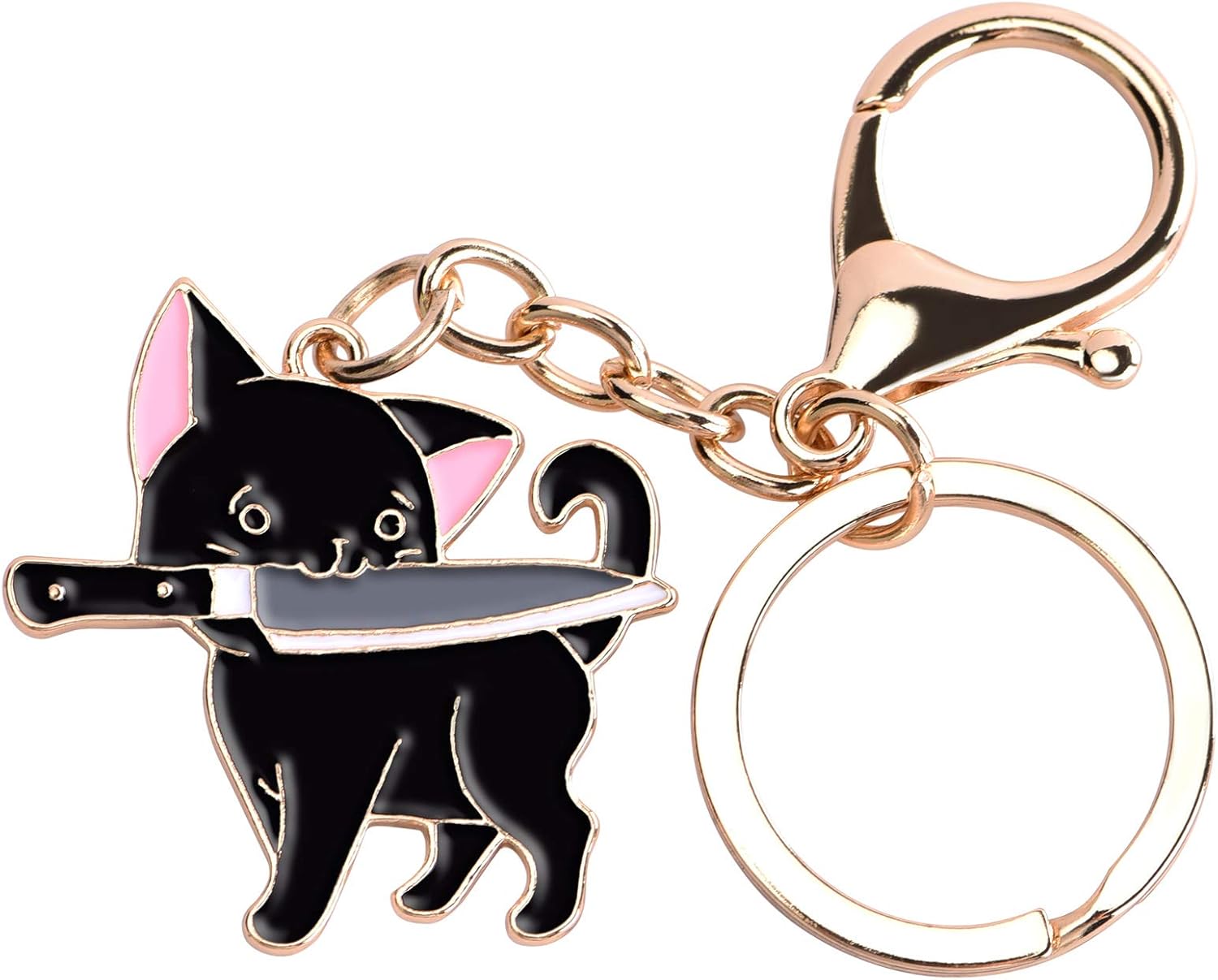 Avamie Cat Keychain, Enamel Ninja Black Cat Keychain, Cute Cat Key